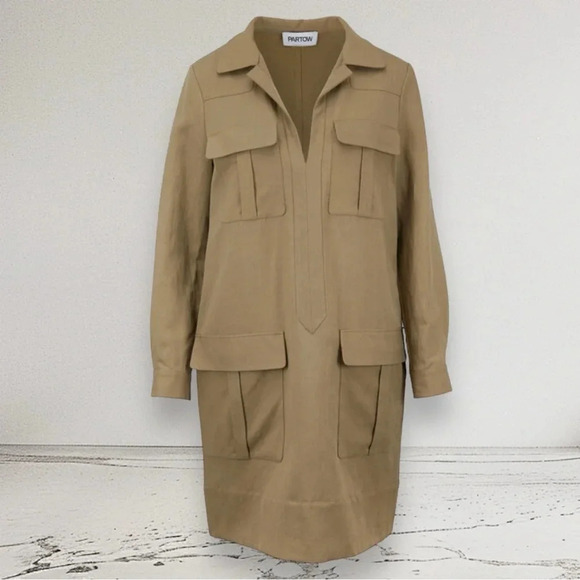NEW PARTOW Adler Khaki Flap Pocket Trench Dress - Picture 4 of 15